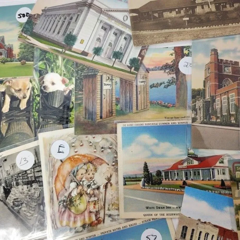 32 Vintage Postcard Lot Linen Real Photo Paper In Sleeves Most Early 1900s-1960s